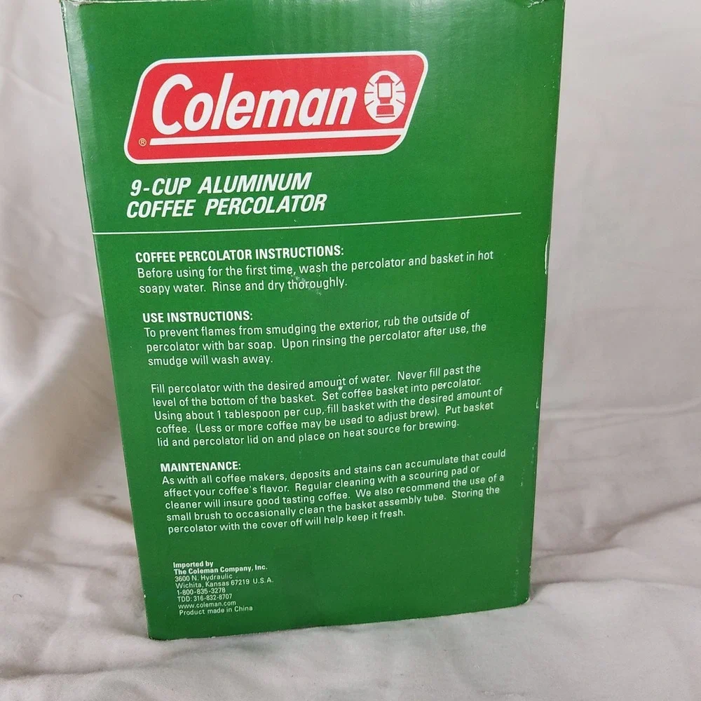 Coleman Coffee Percolator 9-Cup Silver Aluminum Camping  810-709T